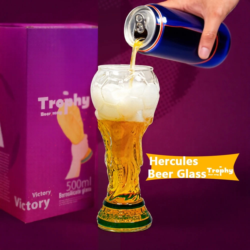 2026 Trophy Beer Glass Soccer Themed Beer Mug for Party Large Capacity Drinking Cup for Home Bar Football Events Celebrations