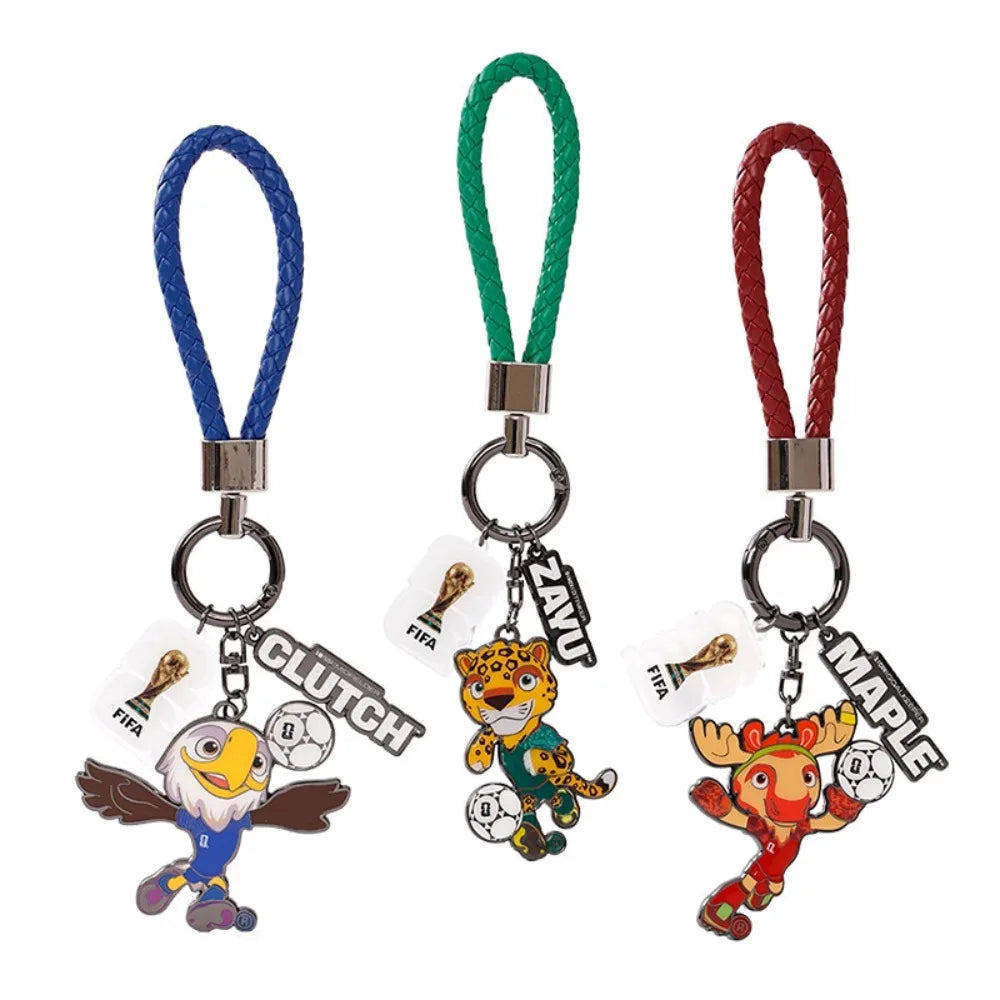 Genuine FIFA 2026 World Cup Mascot Keychain Maple Zayu Clutch Pendant Bag Charm Souvenir Gift for Fans