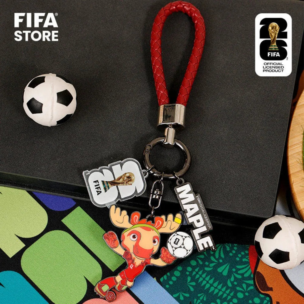 Genuine FIFA 2026 World Cup Mascot Keychain Maple Zayu Clutch Pendant Bag Charm Souvenir Gift for Fans