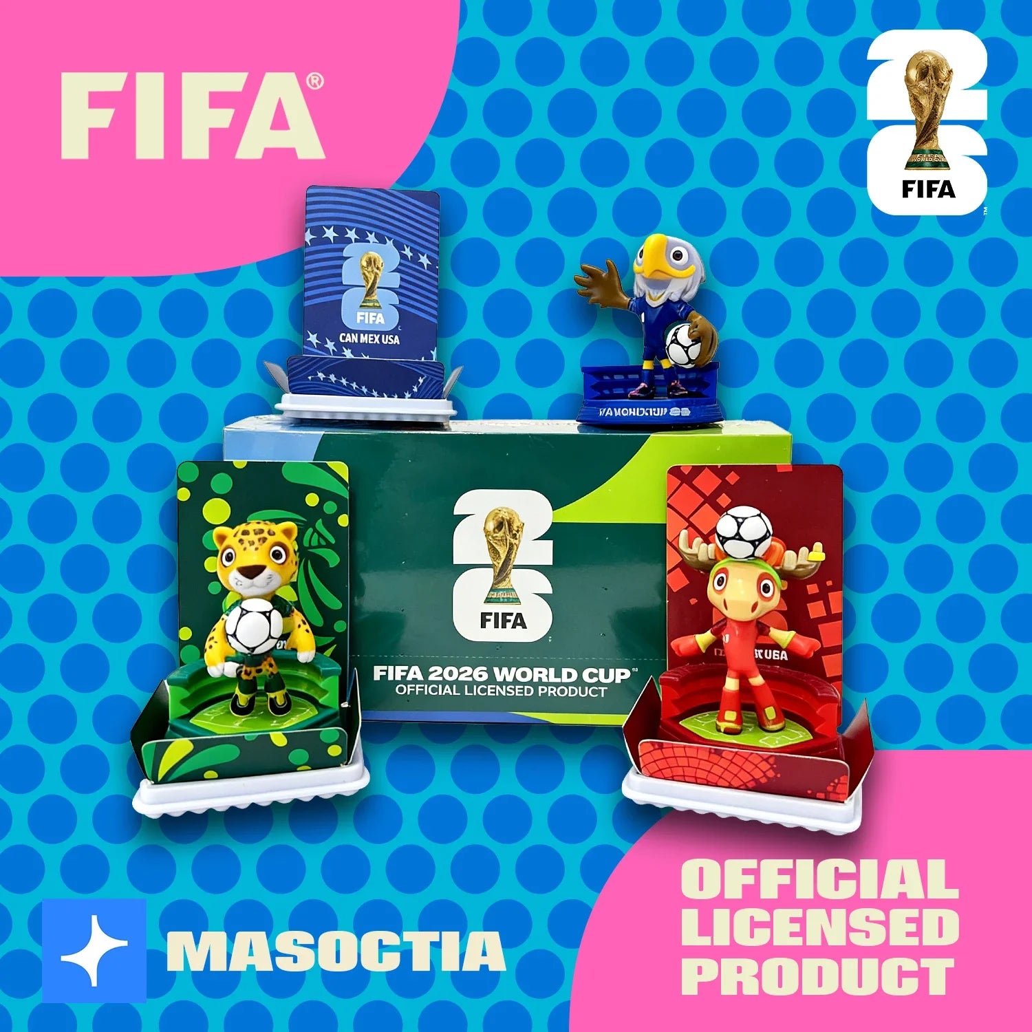 FIFA Official Licensed 2026 World Cup Mascot 3-Piece Collectible Set, Fan Memorabilia - Maple & Zayu & Clutch / 6cm/2.36in 6QCA