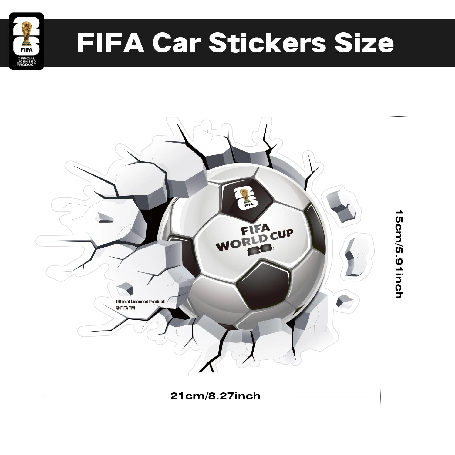 FIFA World Cup 2026 Car Decal Official World Cup Car Sticker with Trophy, Host City & Mascot Design - Waterproof Sticker for Car