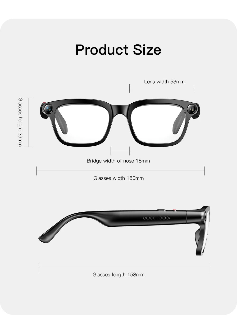 Smart Camera Glasses with 8MP 4K POV Video & Audio