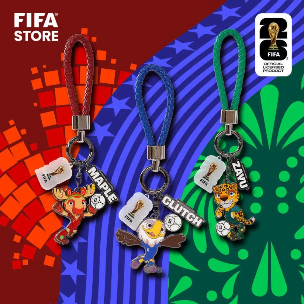 Genuine FIFA 2026 World Cup Mascot Keychain Maple Zayu Clutch Pendant Bag Charm Souvenir Gift for Fans