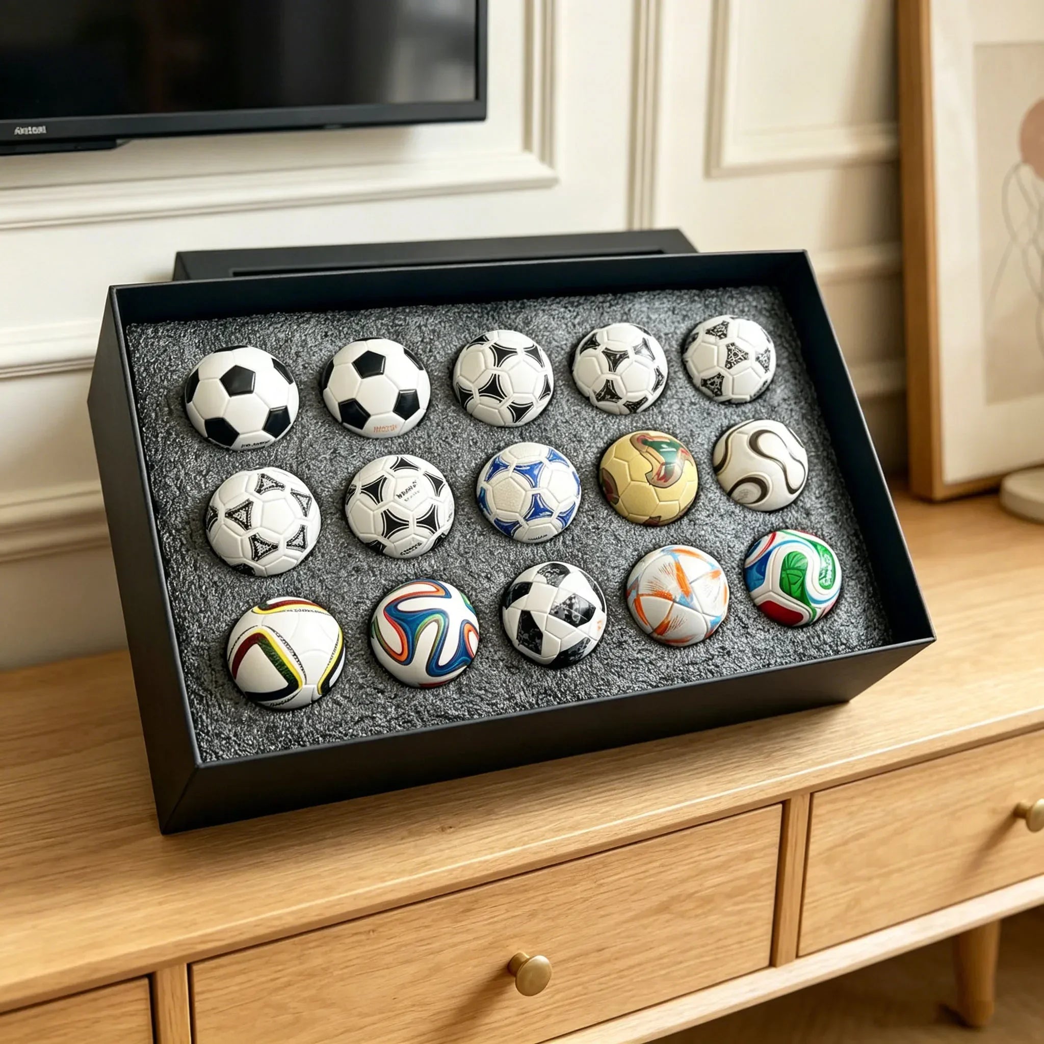 2026 New 15Pcs World Soccer Historical Mini Soccer Ball Souvenir Collection Unique Set Commemorative Football Model Fans Gift