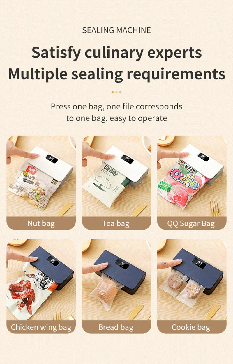 Mini Heating Bag Sealer Storage Packaging Food Bag Sealing Machine Handheld Plastic Clip Bag Sealer Snack Packaging Heat Sealer