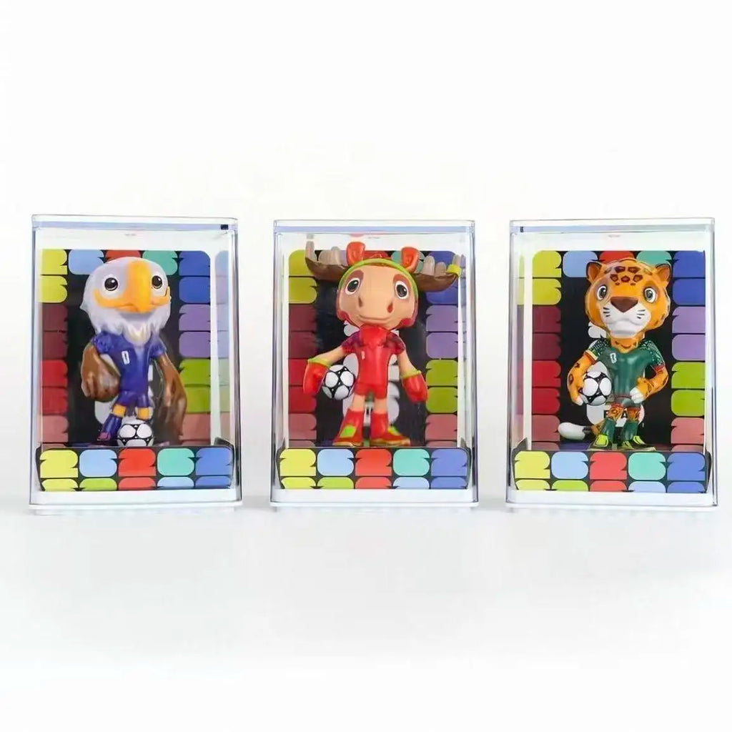 FIFA Official Licensed 2026 World Cup Mascot 3Pcs Set Maple Zayu Clutch 9cm 3.54inch Collectible Fan Memorabilia Souvenir Gift
