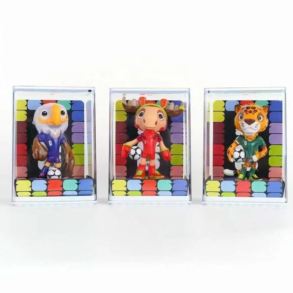 FIFA Official Licensed 2026 World Cup Mascot 3Pcs Set Maple Zayu Clutch 9cm 3.54inch Collectible Fan Memorabilia Souvenir Gift