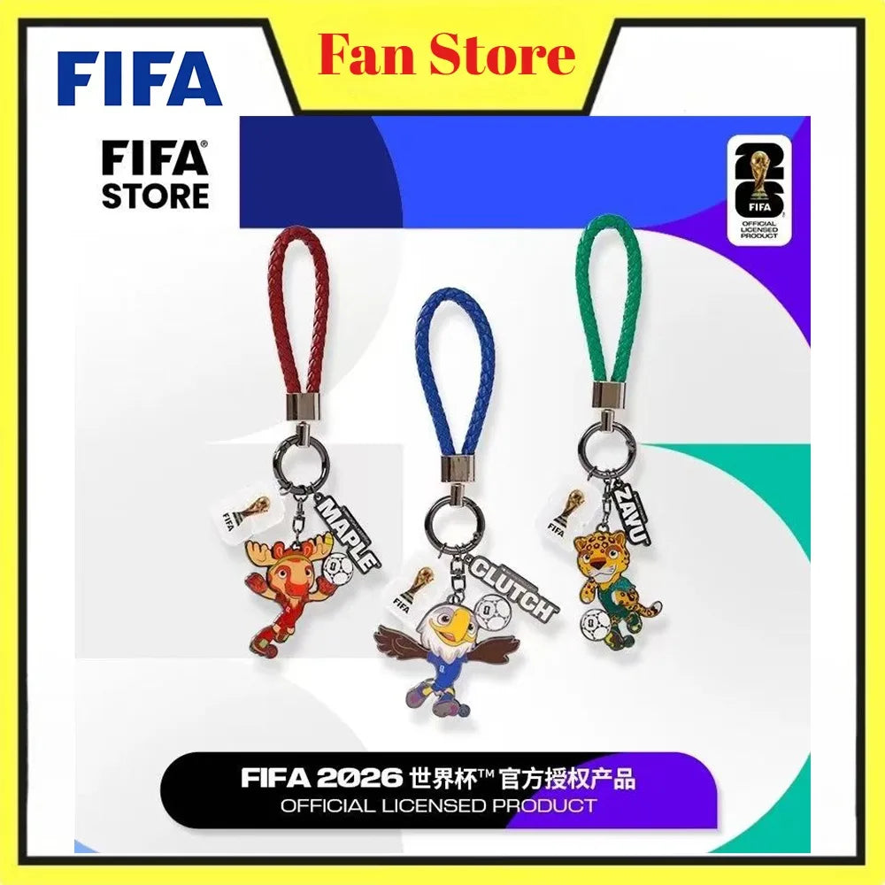 Genuine FIFA 2026 World Cup Mascot Keychain Maple Zayu Clutch Pendant Bag Charm Souvenir Gift for Fans