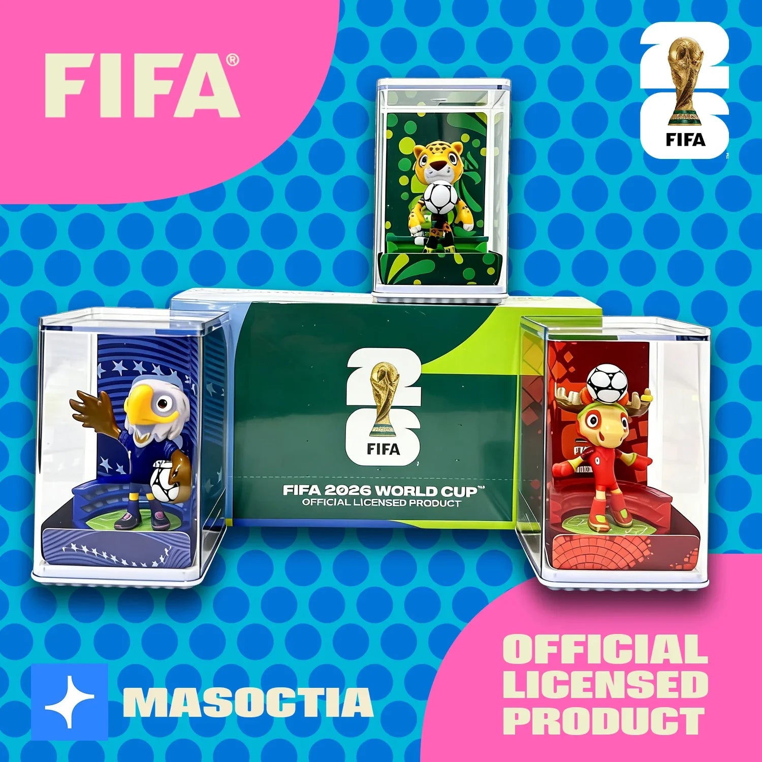 FIFA Official Licensed 2026 World Cup Mascot 3-Piece Collectible Set, Fan Memorabilia - Maple & Zayu & Clutch / 6cm/2.36in 6QCA