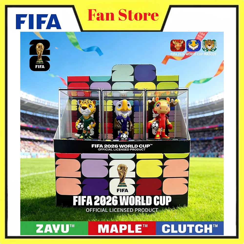 FIFA Official Licensed 2026 World Cup Mascot 3Pcs Set Maple Zayu Clutch 9cm 3.54inch Collectible Fan Memorabilia Souvenir Gift