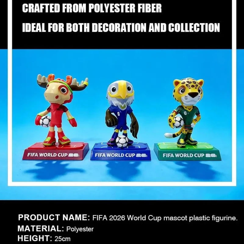 FIFA Official Licensed 2026 World Cup Mascot 3Pcs Set Maple Zayu Clutch 9cm 3.54inch Collectible Fan Memorabilia Souvenir Gift
