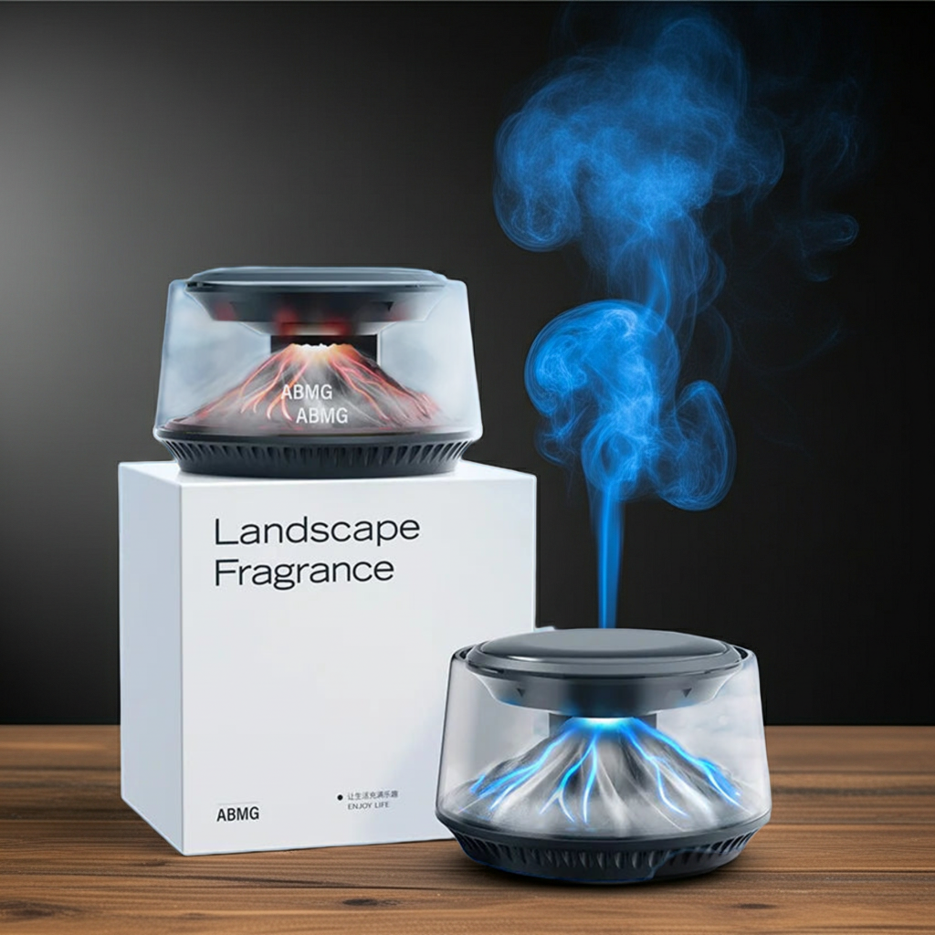 360° View Mirror Mount Volcanic Iceberg Car Diffuser - Air Purifying, Solar Powered, Forest & Floral Scents, Elegant Auto Decor