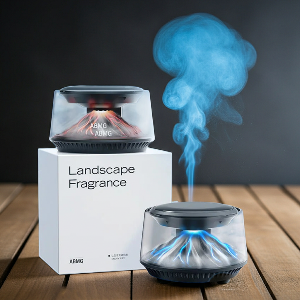 360° View Mirror Mount Volcanic Iceberg Car Diffuser - Air Purifying, Solar Powered, Forest & Floral Scents, Elegant Auto Decor