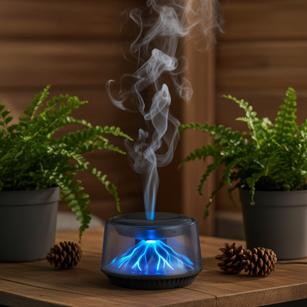 360° View Mirror Mount Volcanic Iceberg Car Diffuser - Air Purifying, Solar Powered, Forest & Floral Scents, Elegant Auto Decor